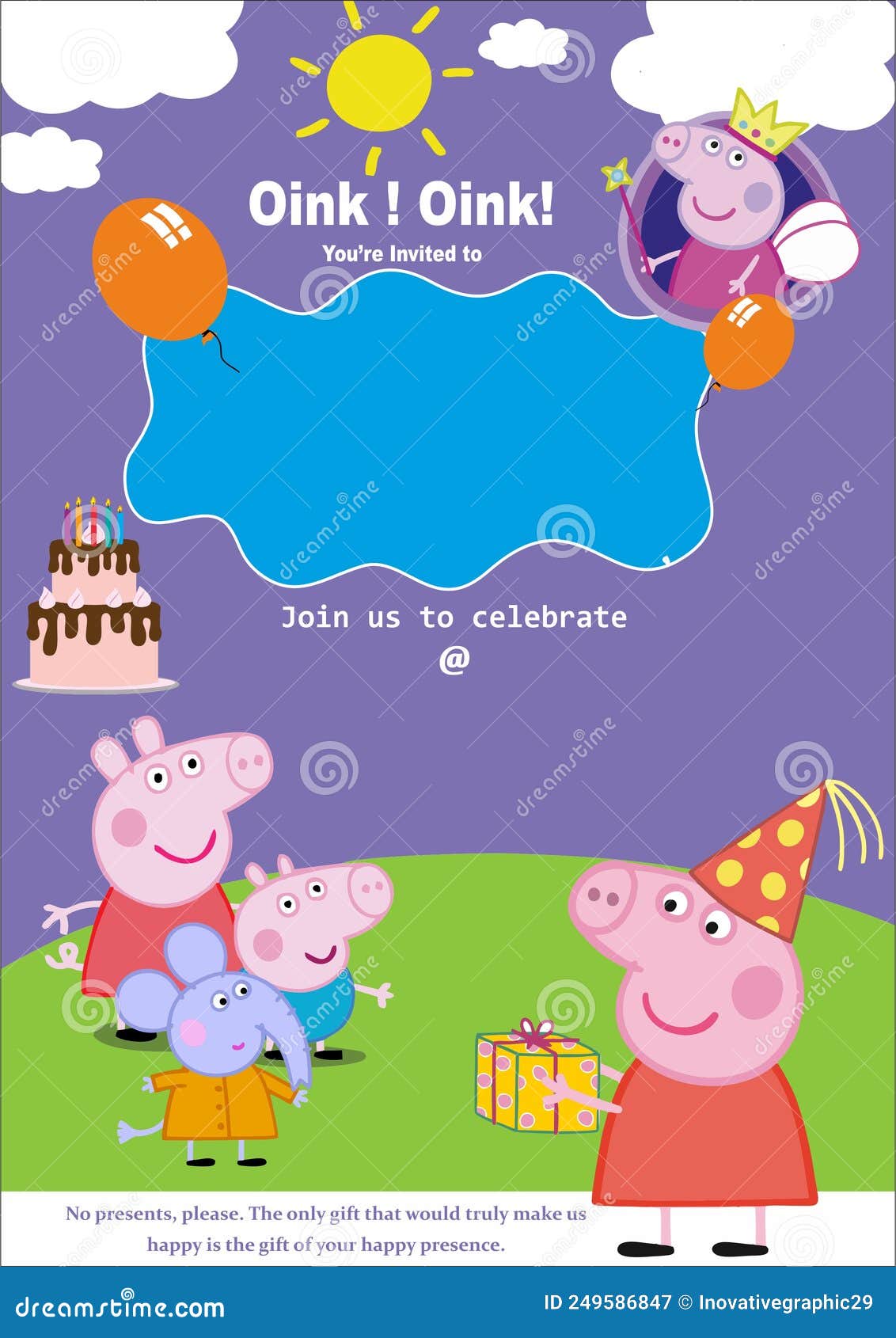 Carte d'invitation baptême ou anniversaire à gratter - Peppa pig
