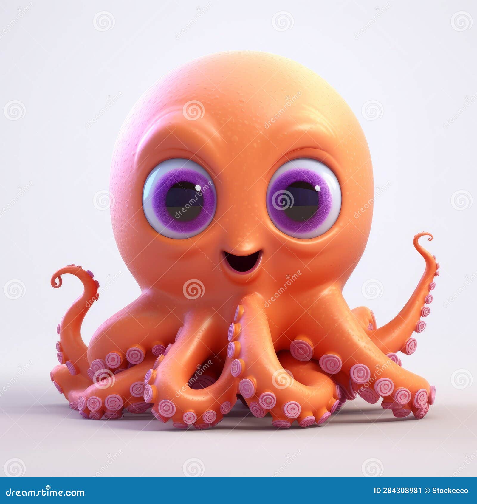 Modèle 3d Octopus Mignon : Pieuvre De Bébé De Style Pixellisé Sur