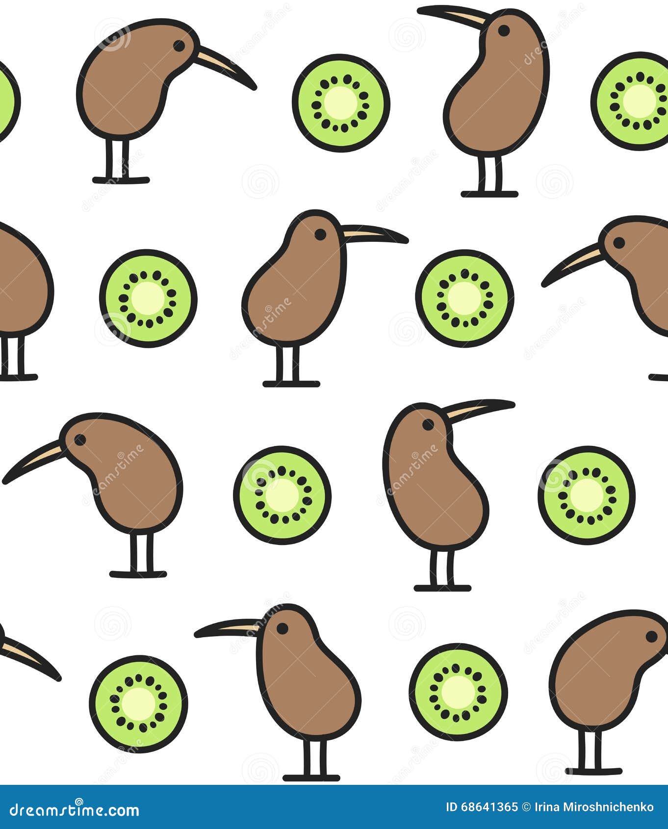 Modèle Doiseau Et De Kiwis Illustration De Vecteur