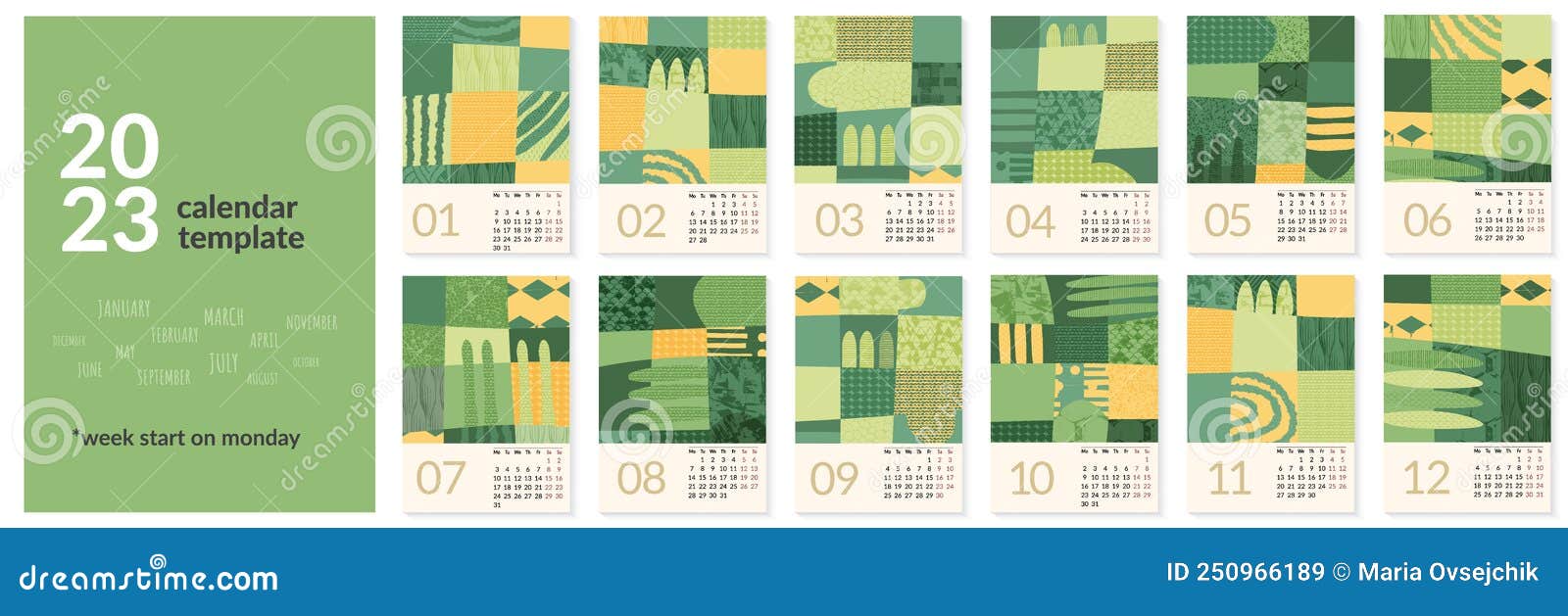 Modèle De Conception Verte Du Calendrier 2023