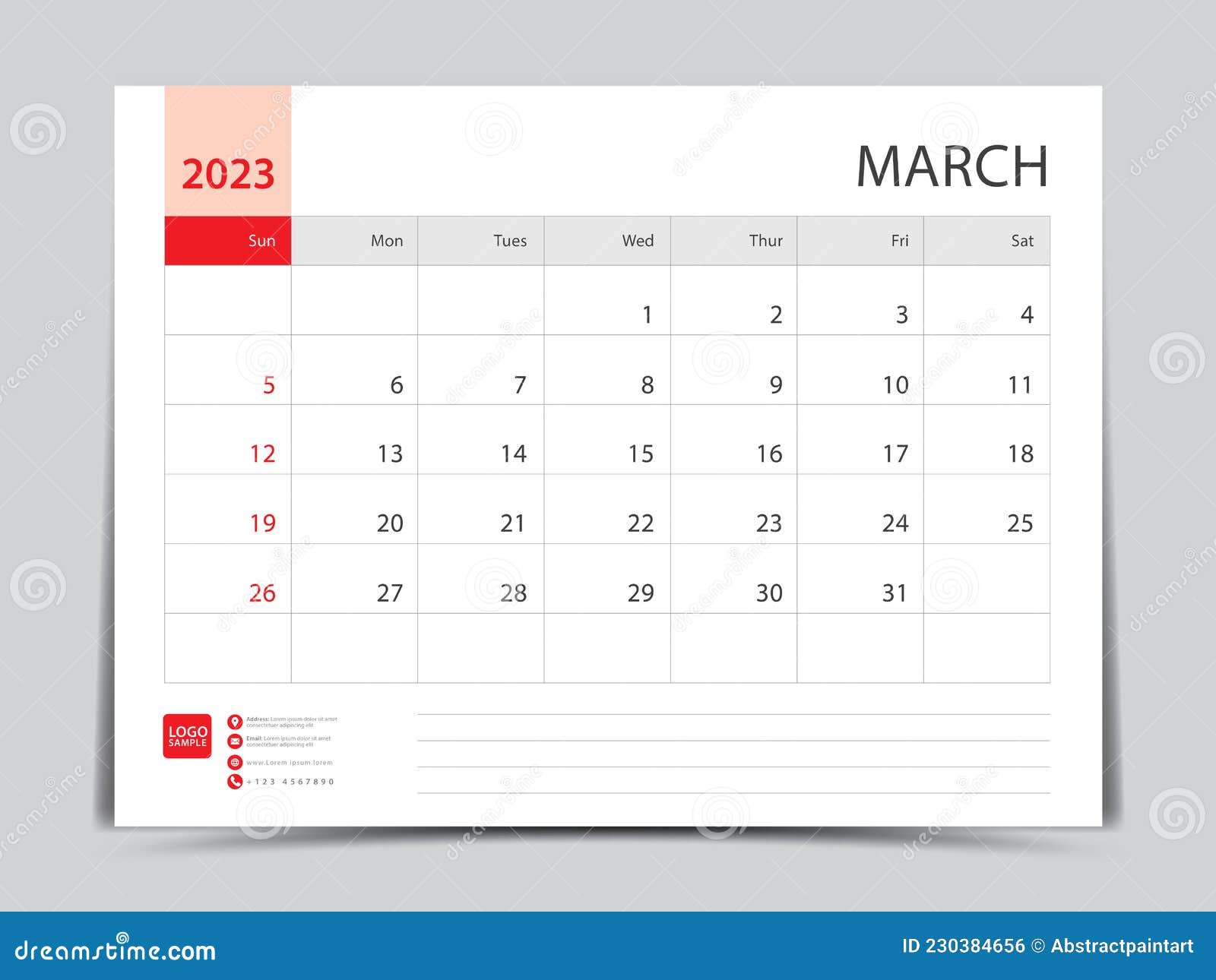 Modèle De Calendrier Mensuel Pour 2023 Année Mars Planificateur