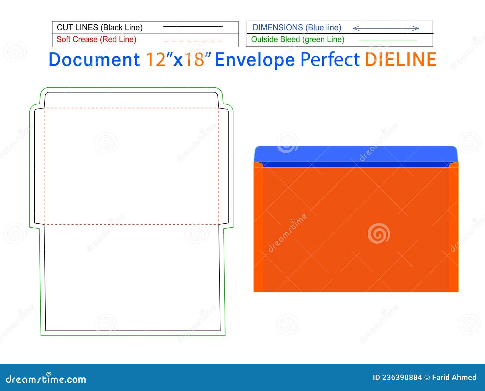 Modèle De Ligne De Ligne De Ligne De Document D'emballage 12x18 Pouces Et  Enveloppe 3d Modifiable Facilement Redimensionnable Illustration de Vecteur  - Illustration du crédit, bras: 236390884