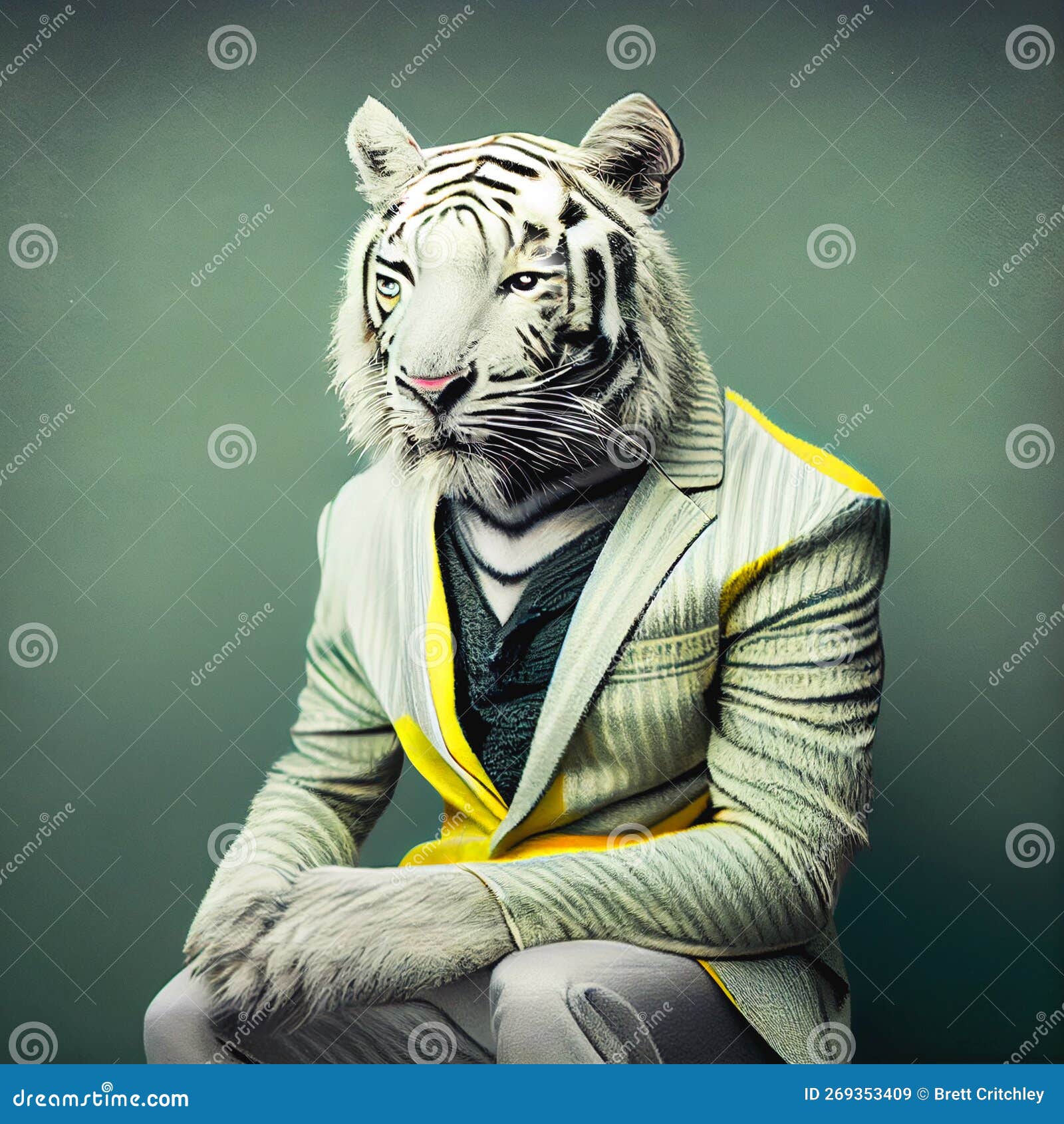 Portrait De Modèle De Tigre Blanc Illustration Stock