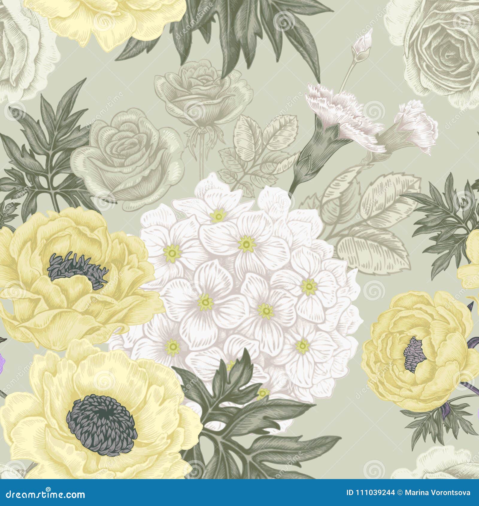 Télécharger gratuitement Images Modele Sans Couture Avec Des Pivoines De Fleurs Hortensias dernière salutations