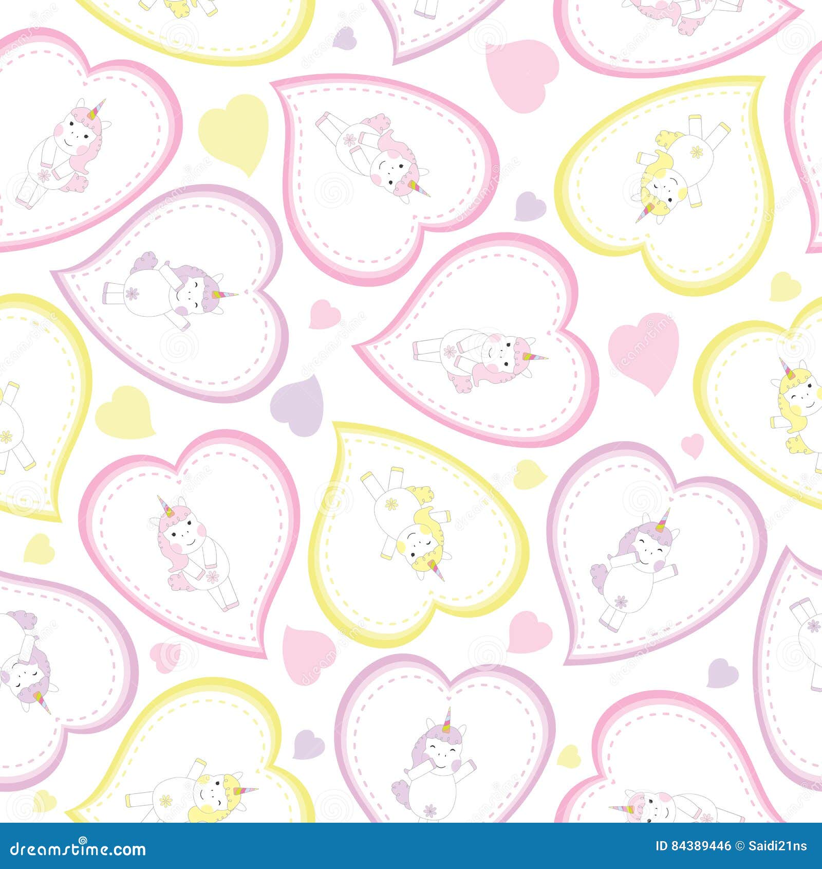 Scarica Gratis Images Modele Sans Couture De Valentine Avec La Fille Mignonne De Licorne le plus cool par