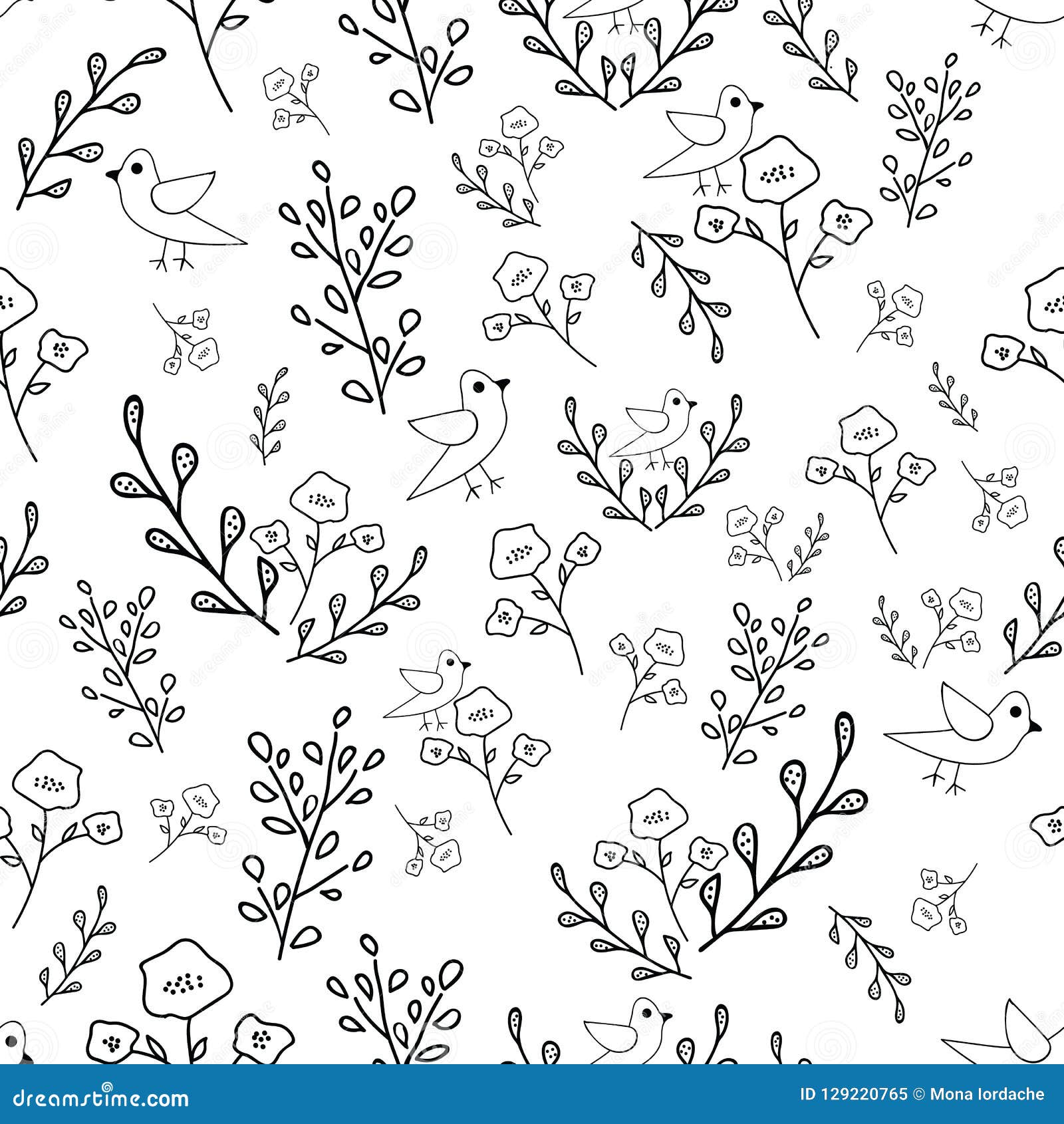 Scarica Gratis Images Modele Sans Couture Tire Par La Main Noir Et Blanc De Fleurs Et D le plus cool par