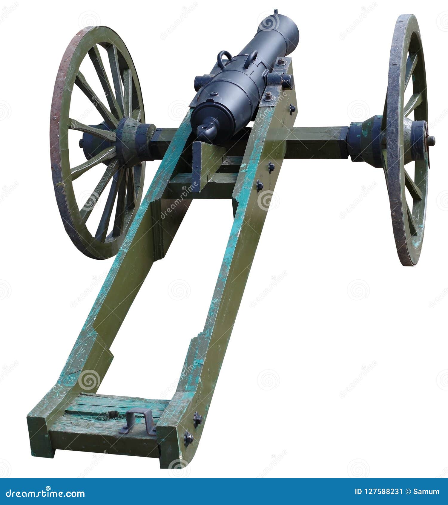 Ancient Wheeled Cast Iron Cannon Stock Image - Image of powder, single ...