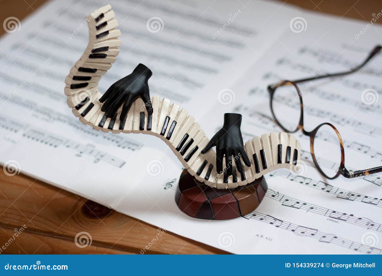 Model of Black Hands Playing Piano with Music Editorial Stock Image