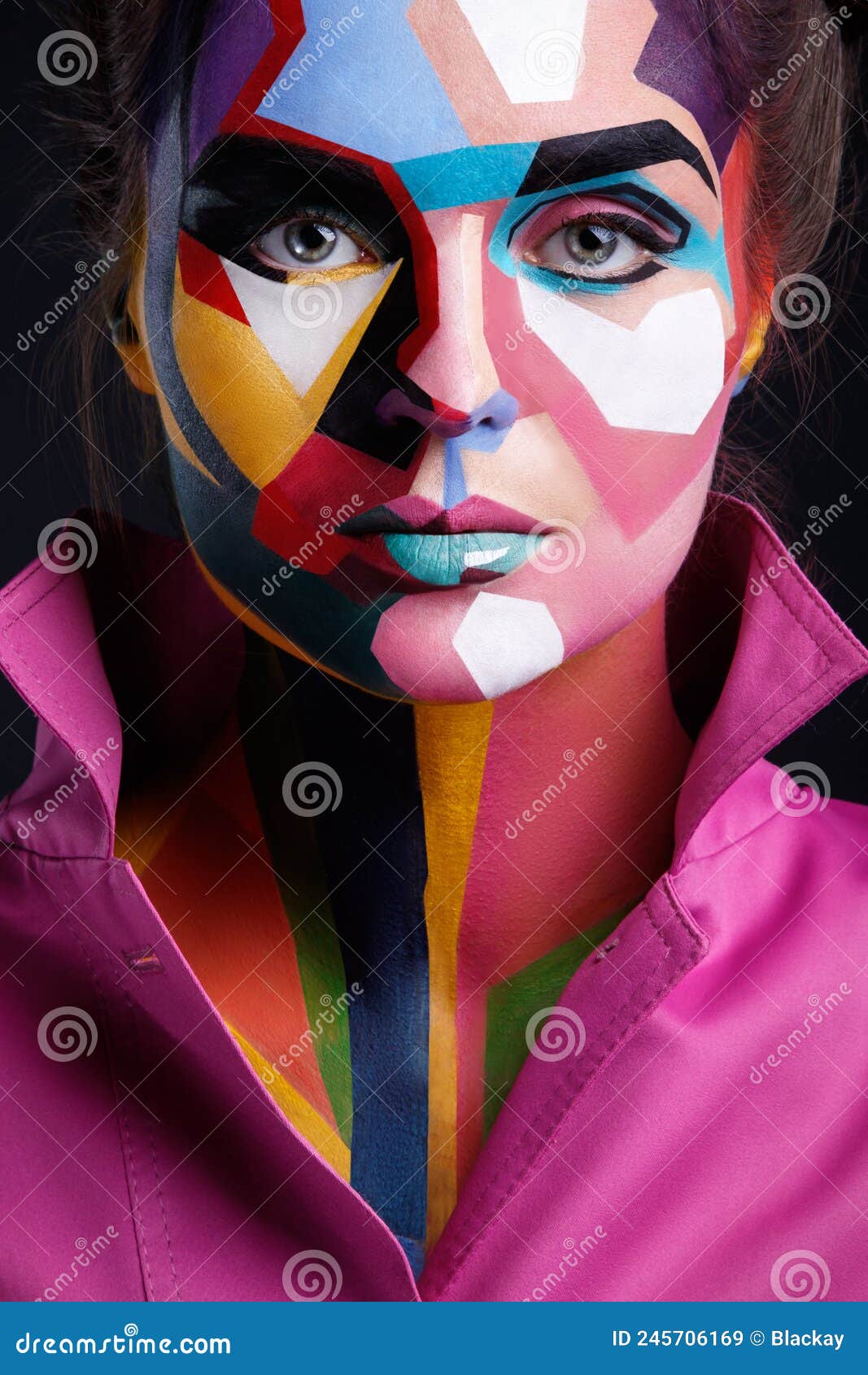 Model with a Pop Art Makeup on Her Face Stock Image Image of makeup