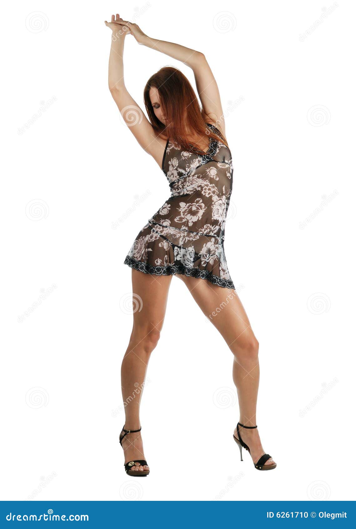 Model Dancing in Short Dress with Hands ...