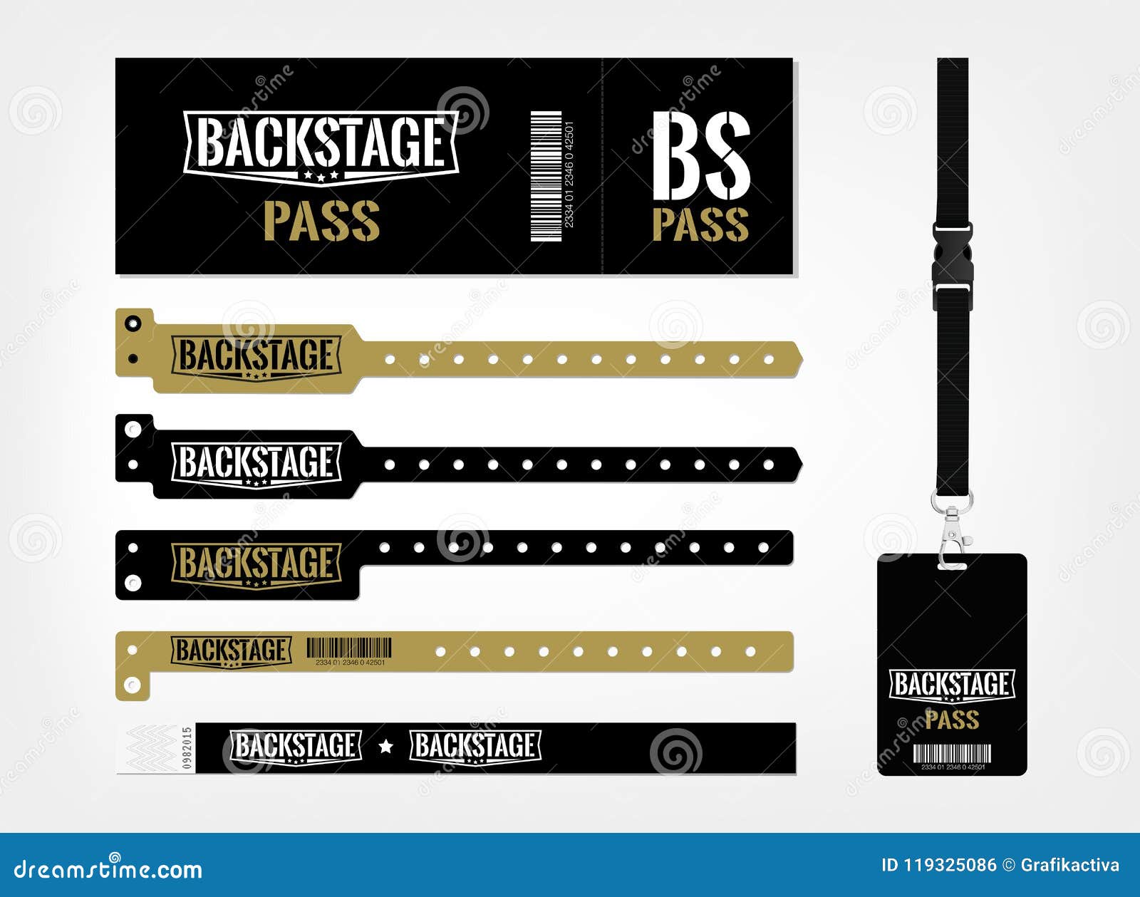 Download Mockup Of Different Access Control Designs. Bracelets, Ticket An Stock Vector - Illustration of ...