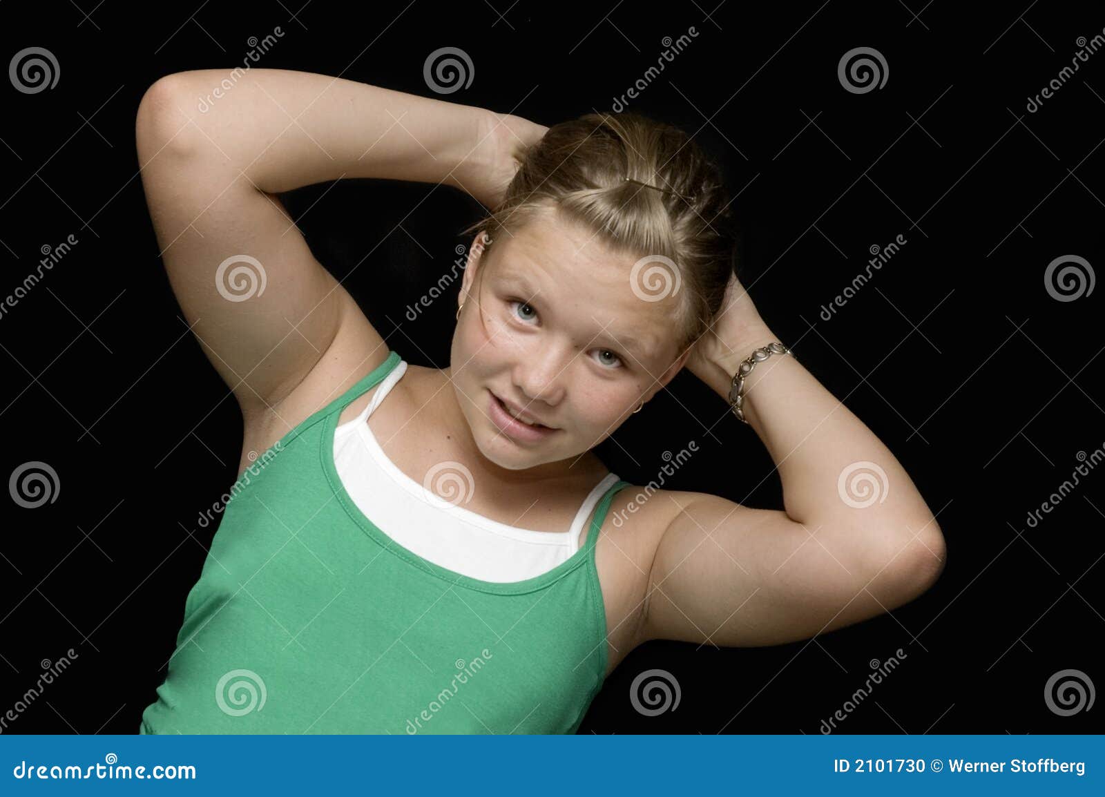 Model With Her Hands Behind Her Head Stock Photo Image 2101730