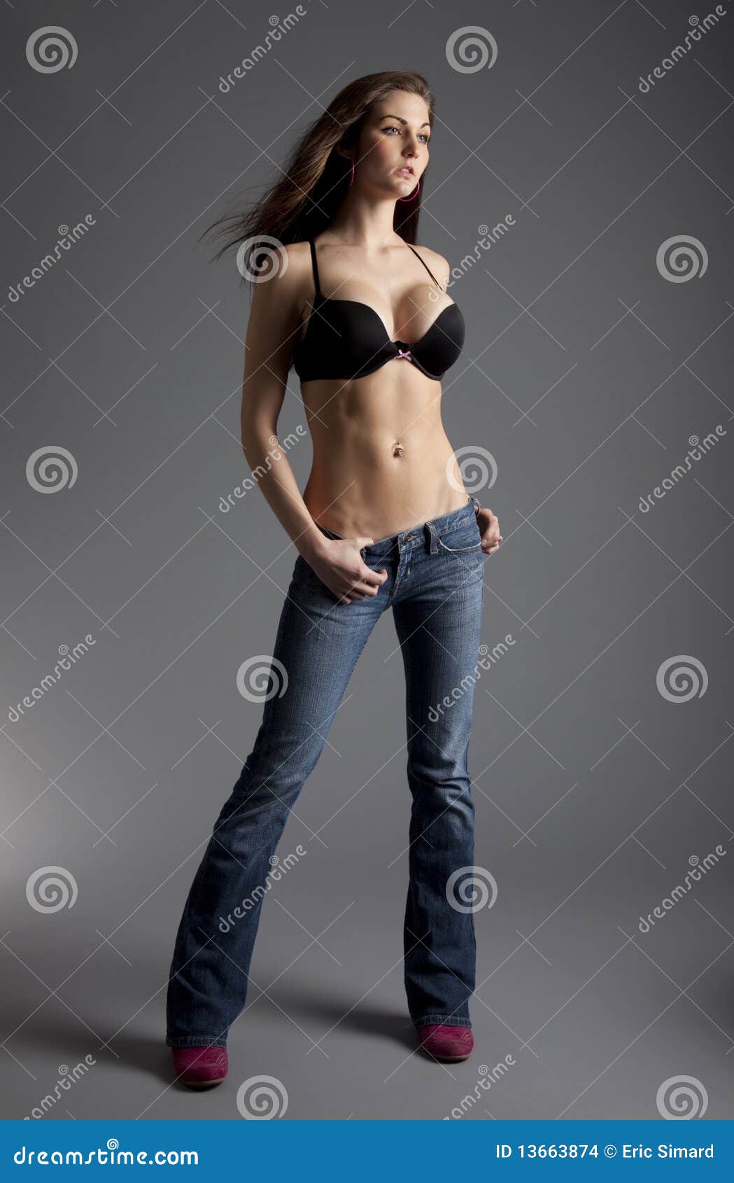 Model in Jeans and Bra stock photo. Image of jeans, studio - 13663874