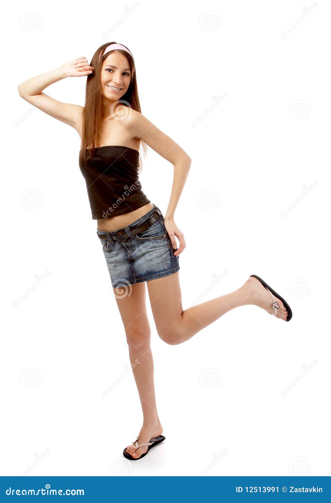 Model in jeans skirt stock image. Image of pink, caucasian 12513991