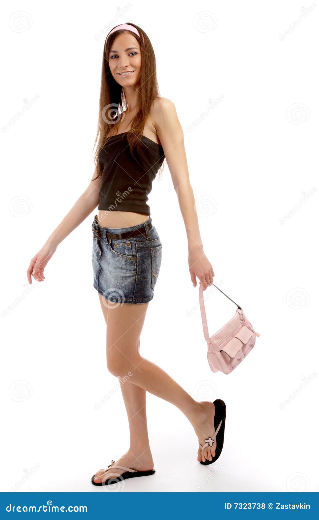 Model in jeans skirt stock photo. Image of looking, lady 7323738
