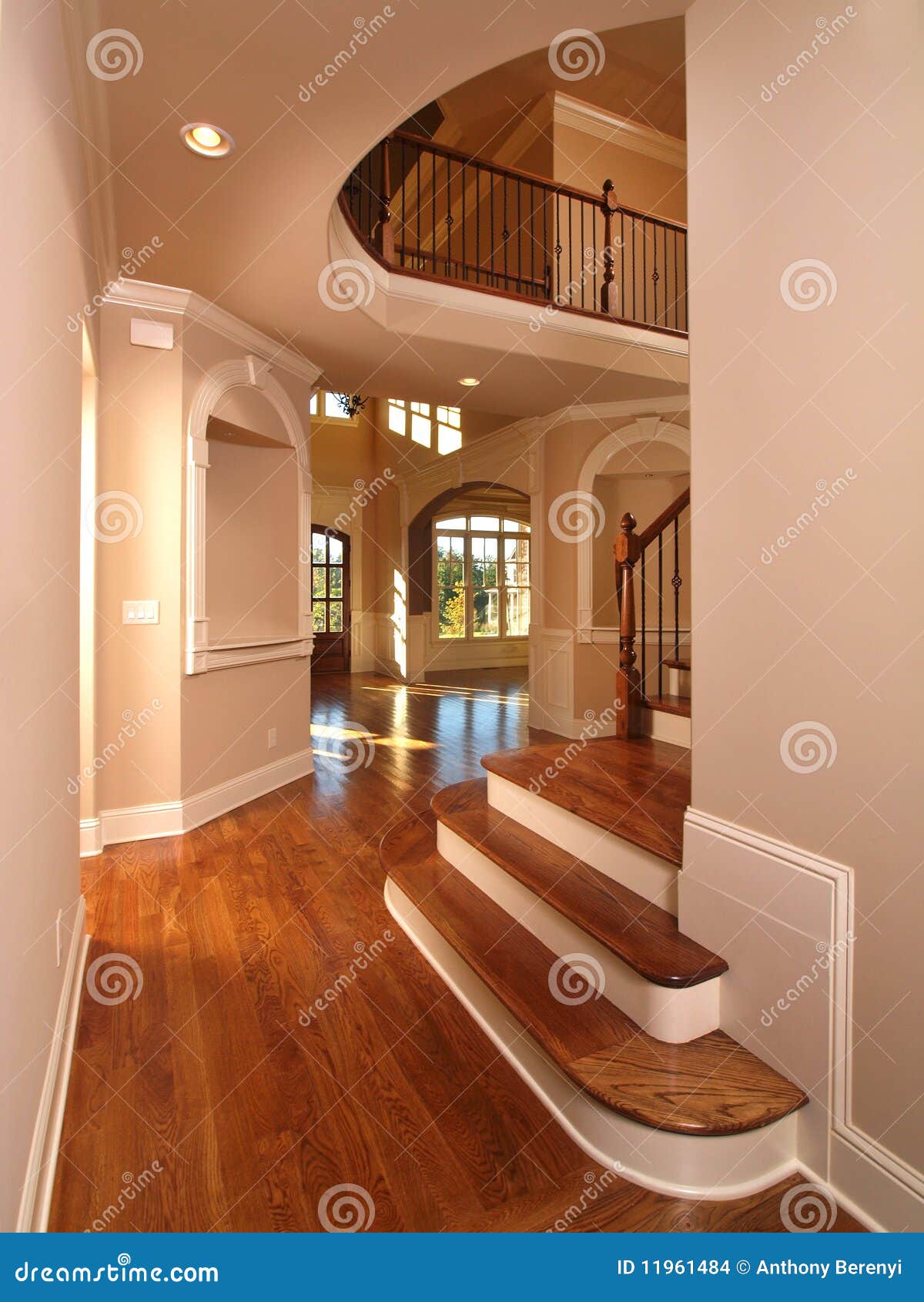  Model  Luxury  Home Interior Hallway With Stairs Stock Photo 