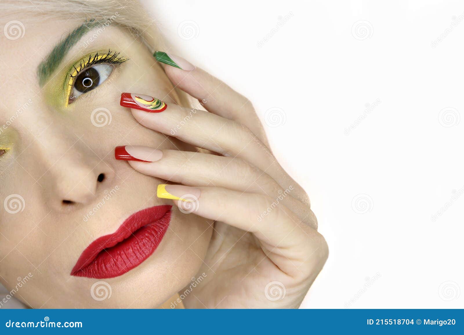Model with Multicolored Makeup and Manicure. Stock Photo - Image of ...