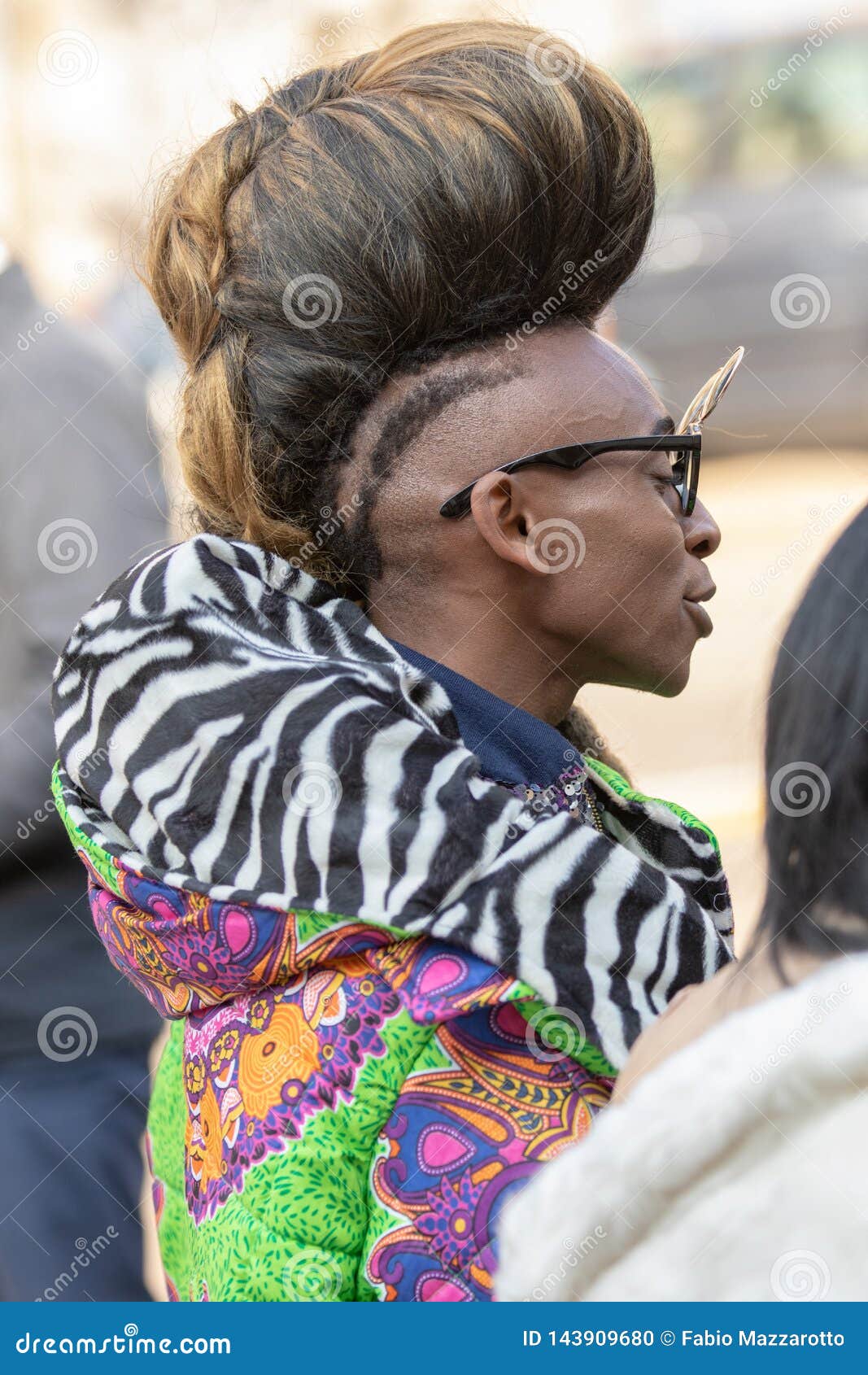 Model with an Original Hairstyle Wearing a Zebra Jacket Editorial Image -  Image of 20192020, collection: 143909680