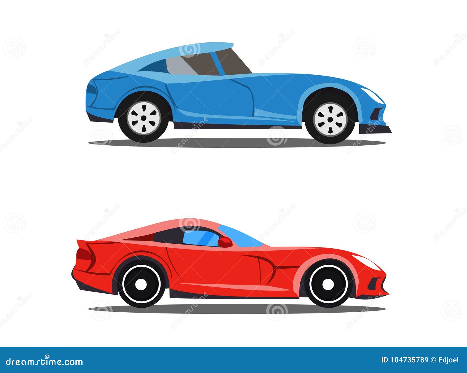 model red and blue of profile cars