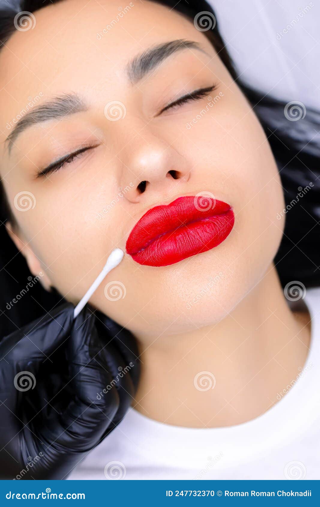 Model with Red Lips Pursed Her Lips in a Kiss Stock Photo Image of