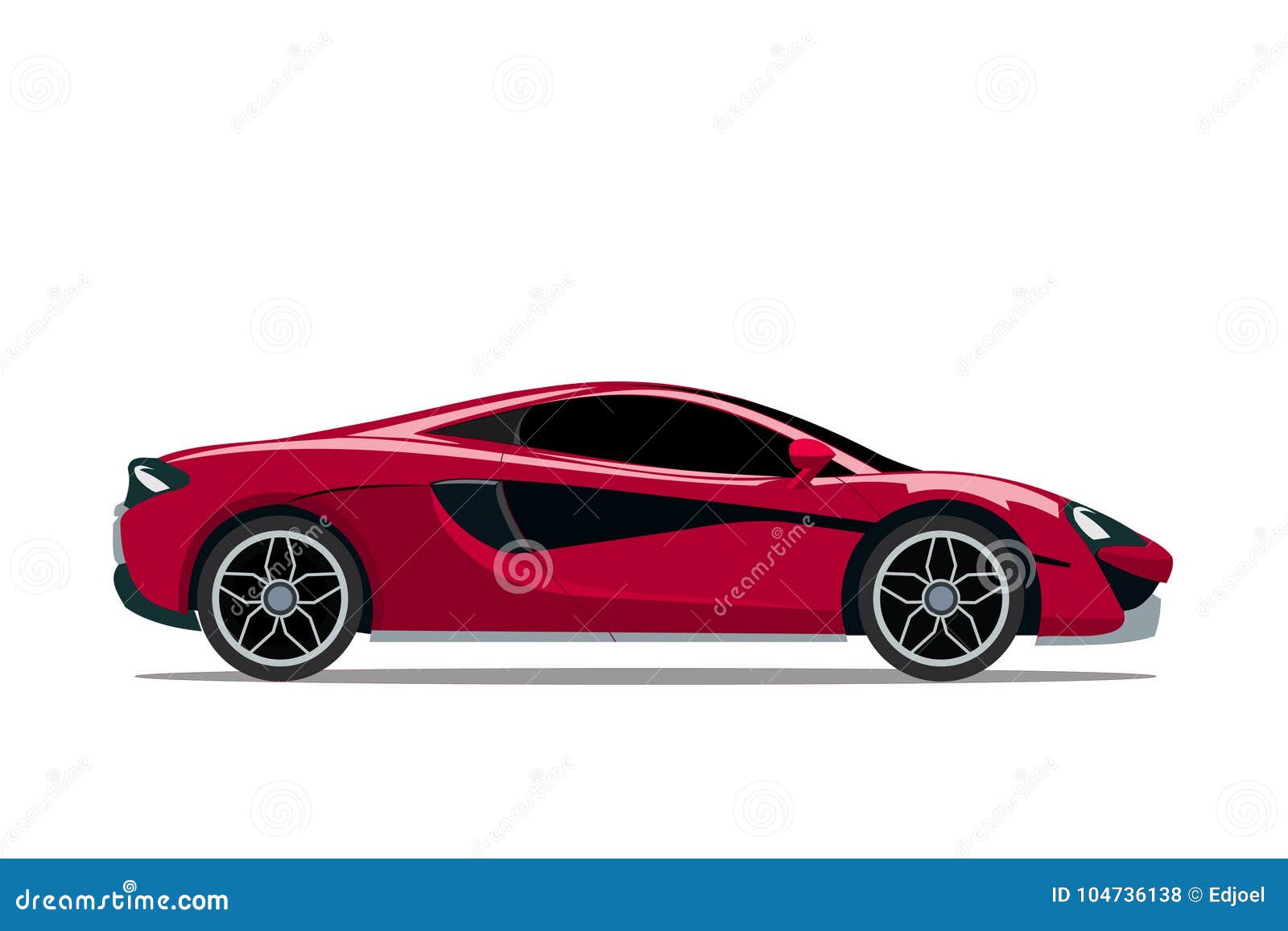 model red of profile car. super modern cars sports