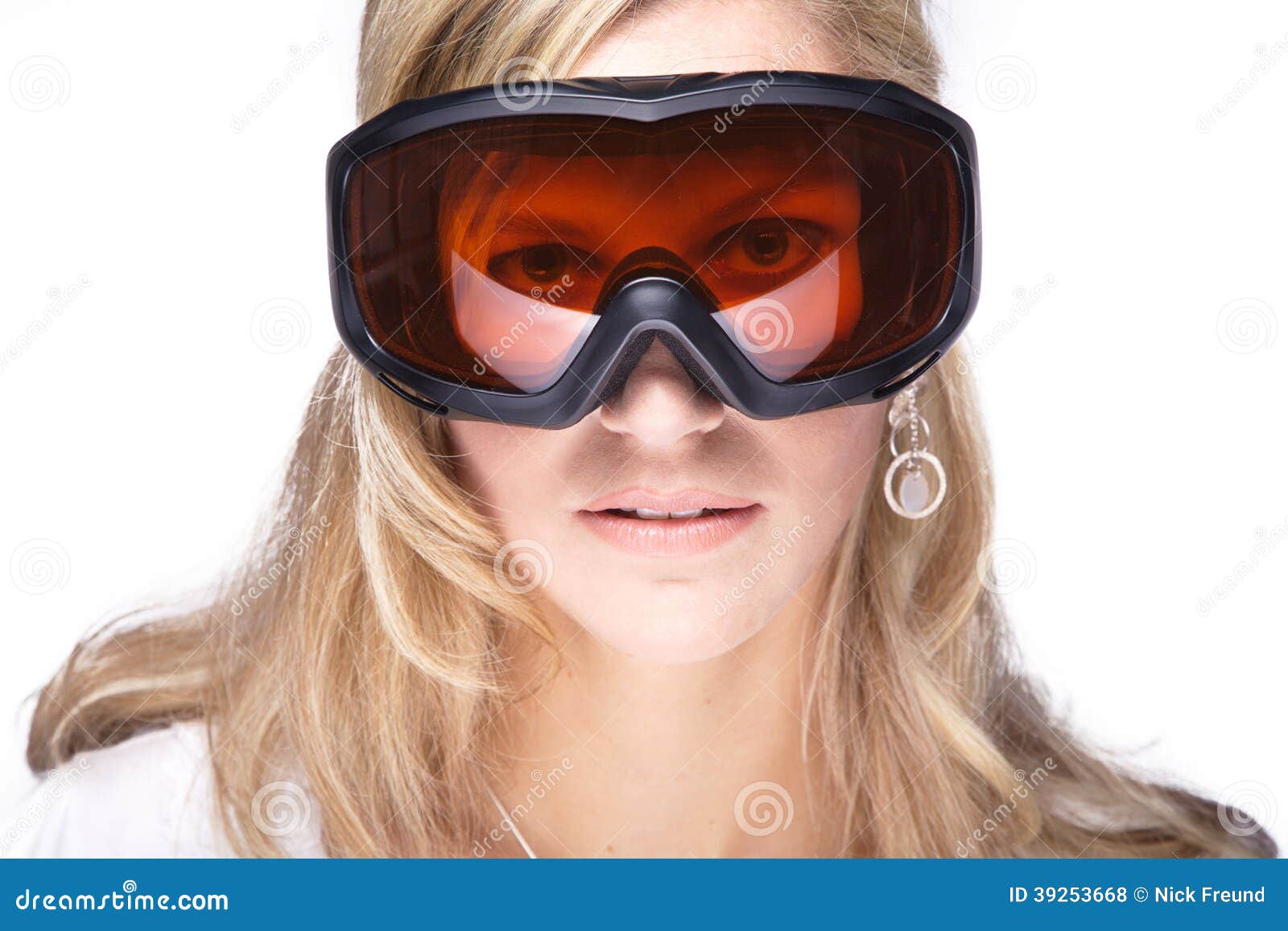 Model with ski goggles stock photo. Image of face, elegance 39253668