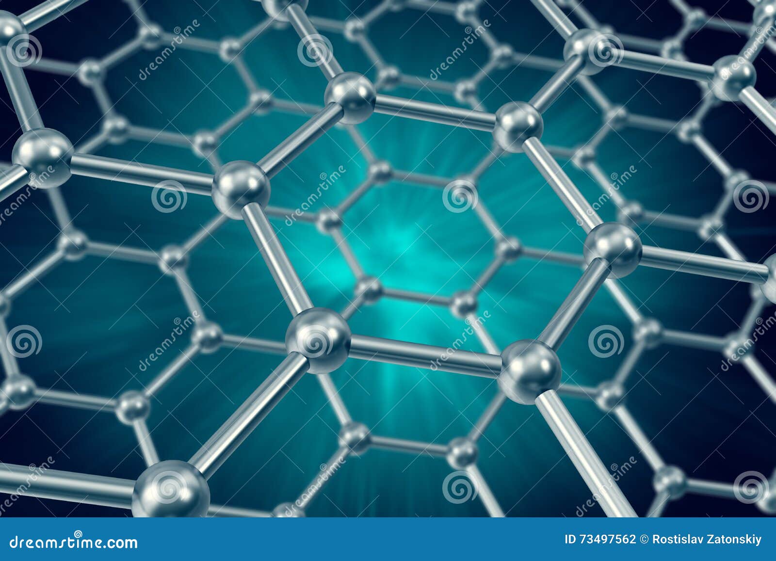 Model Structure of Graphene Sheets on a Blue Background. 3d