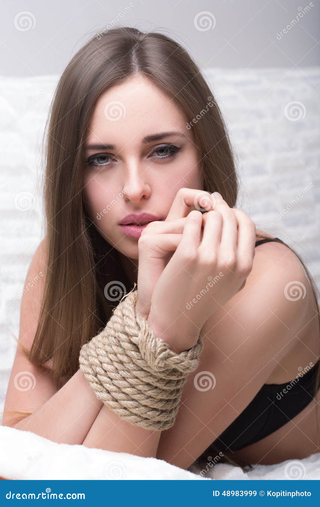 Model Tied Up With Fetish Restraint Rope Stock Image Image Of Madam 