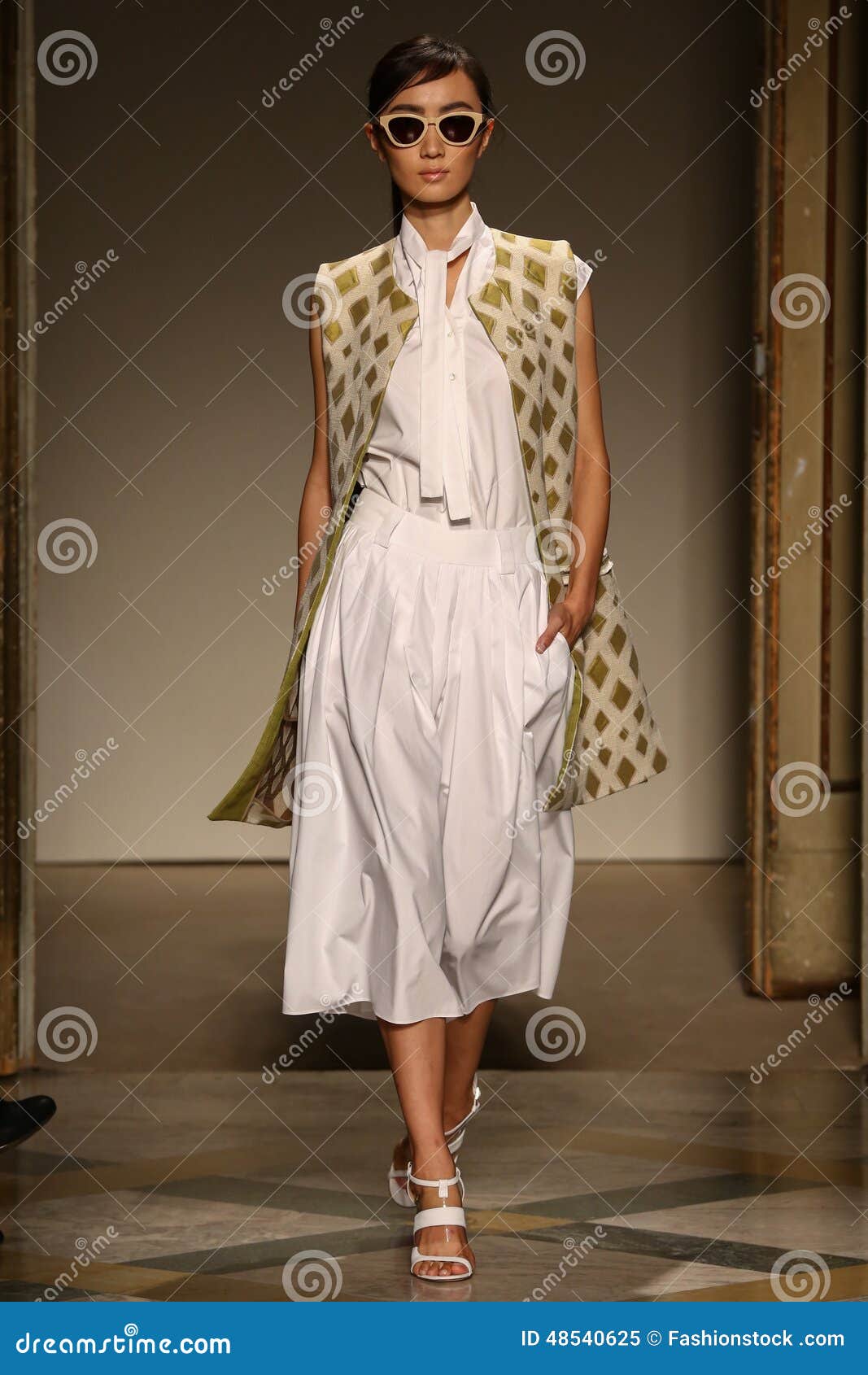 A Model Walks Runway during the Chicca Lualdi Show As a Part of Milan ...