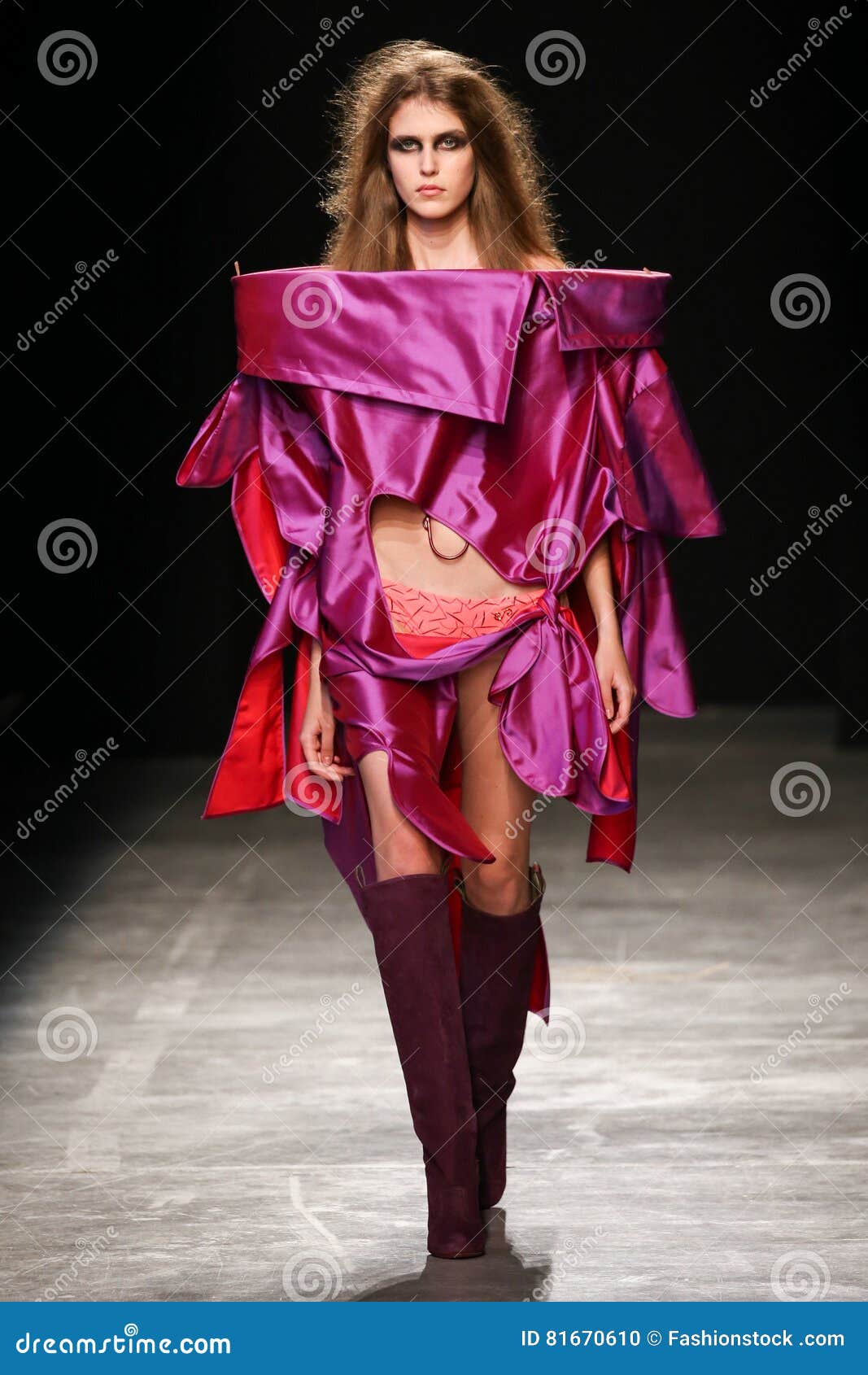 A model walks on the runway at the Vivienne Westwood fashion show
