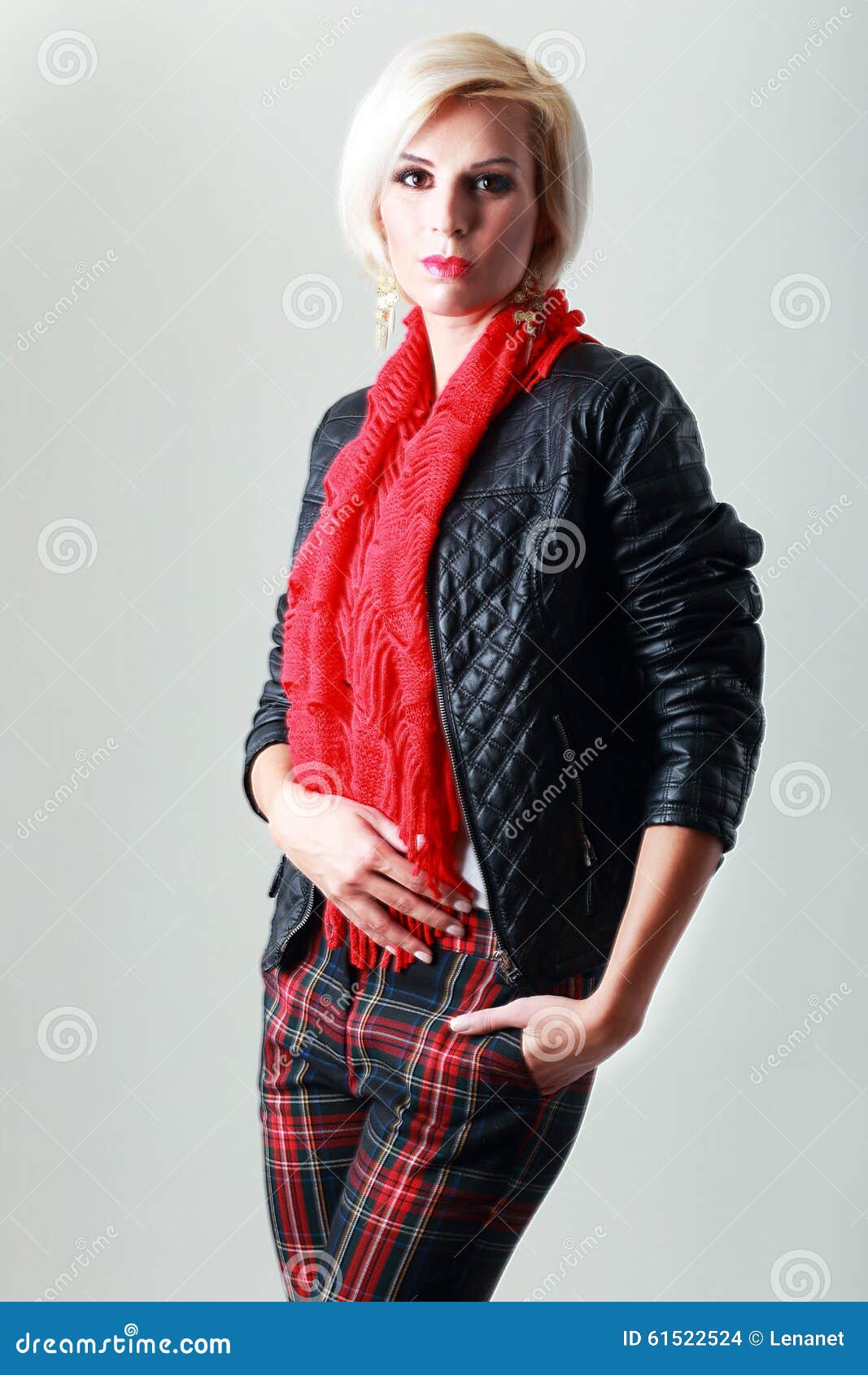 Model Wearing Leather Jacket Stock Photo - Image of jacket, inside ...