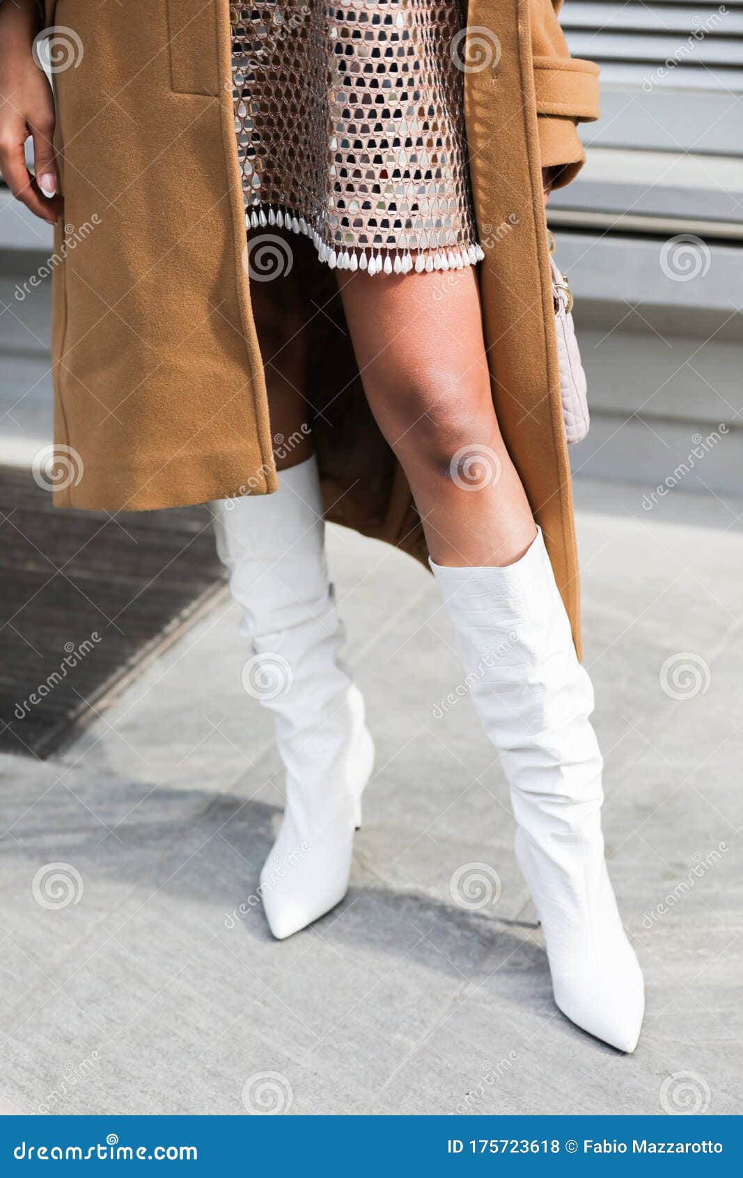 1 white dress blazer brown valentino belt louis vuitton croissant mm brown  knee high boots all white outfit ideas YESMISSY - YesMissy