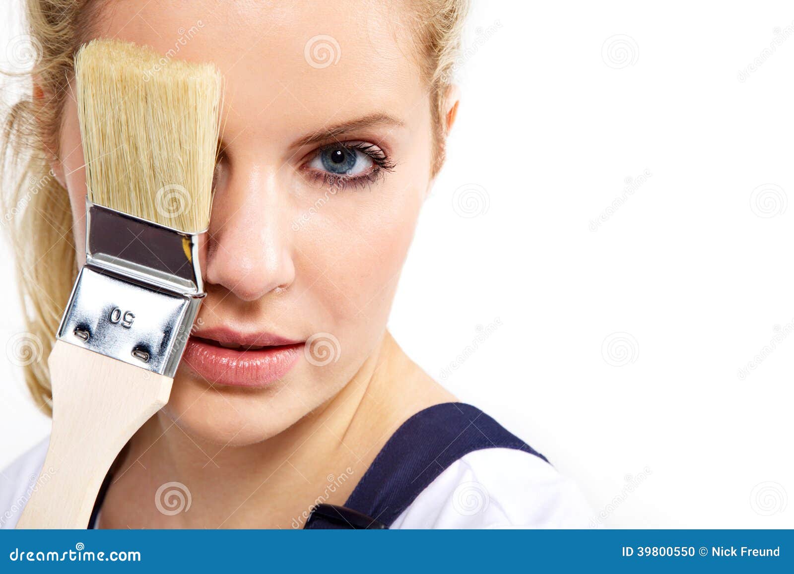 Model Works with a Paintbrush Stock Photo Image of lady, house 39800550