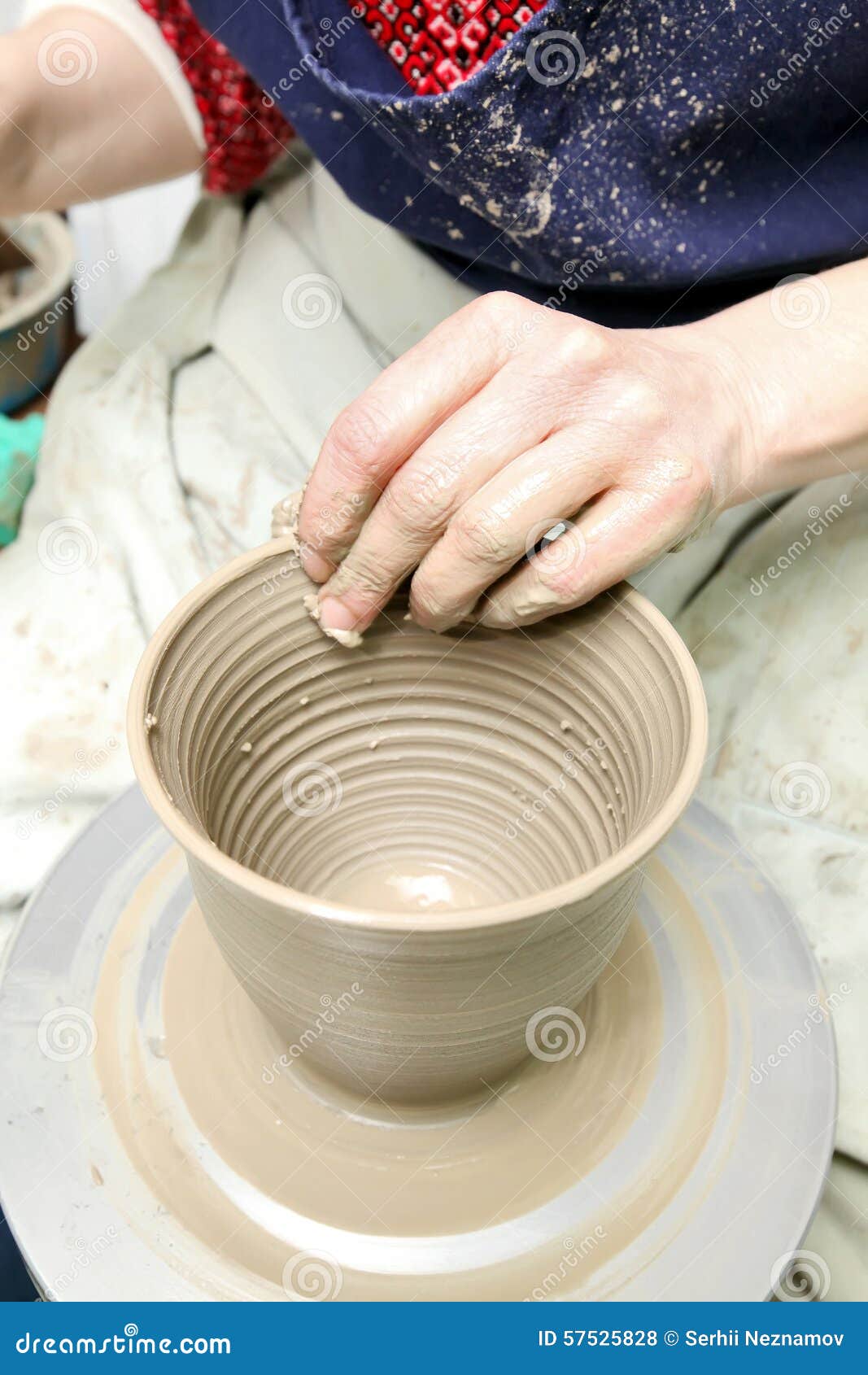 Modeling Clay Handmade Pot From Clay The Whistle Stock Photo