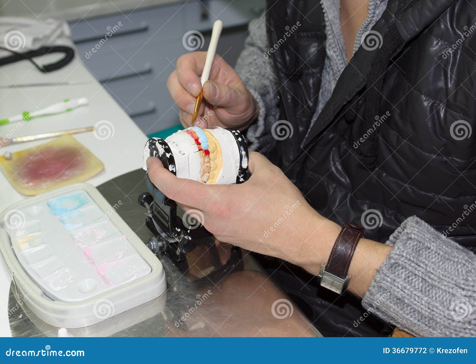 Modeling dental ceramics stock photo. Image of cast, machine 36679772
