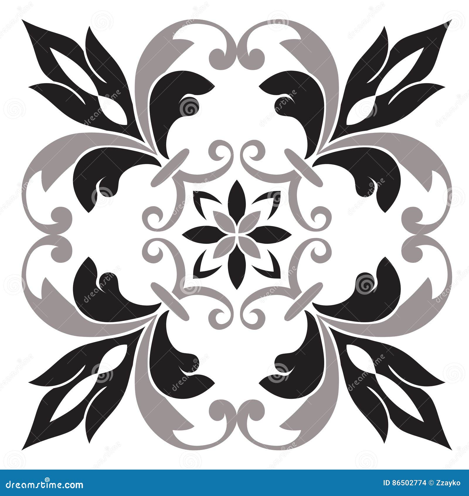 Modello del disegno della mano per i colori delle mattonelle in bianco e nero Stile italiano della maiolica