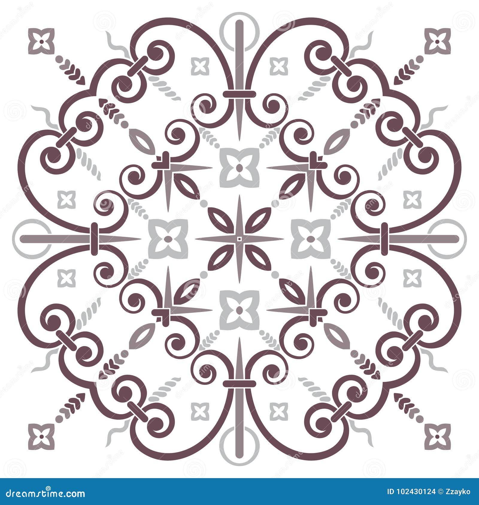 Modello del disegno della mano per i colori delle mattonelle in bianco e nero Stile italiano della maiolica Estratto medaglione