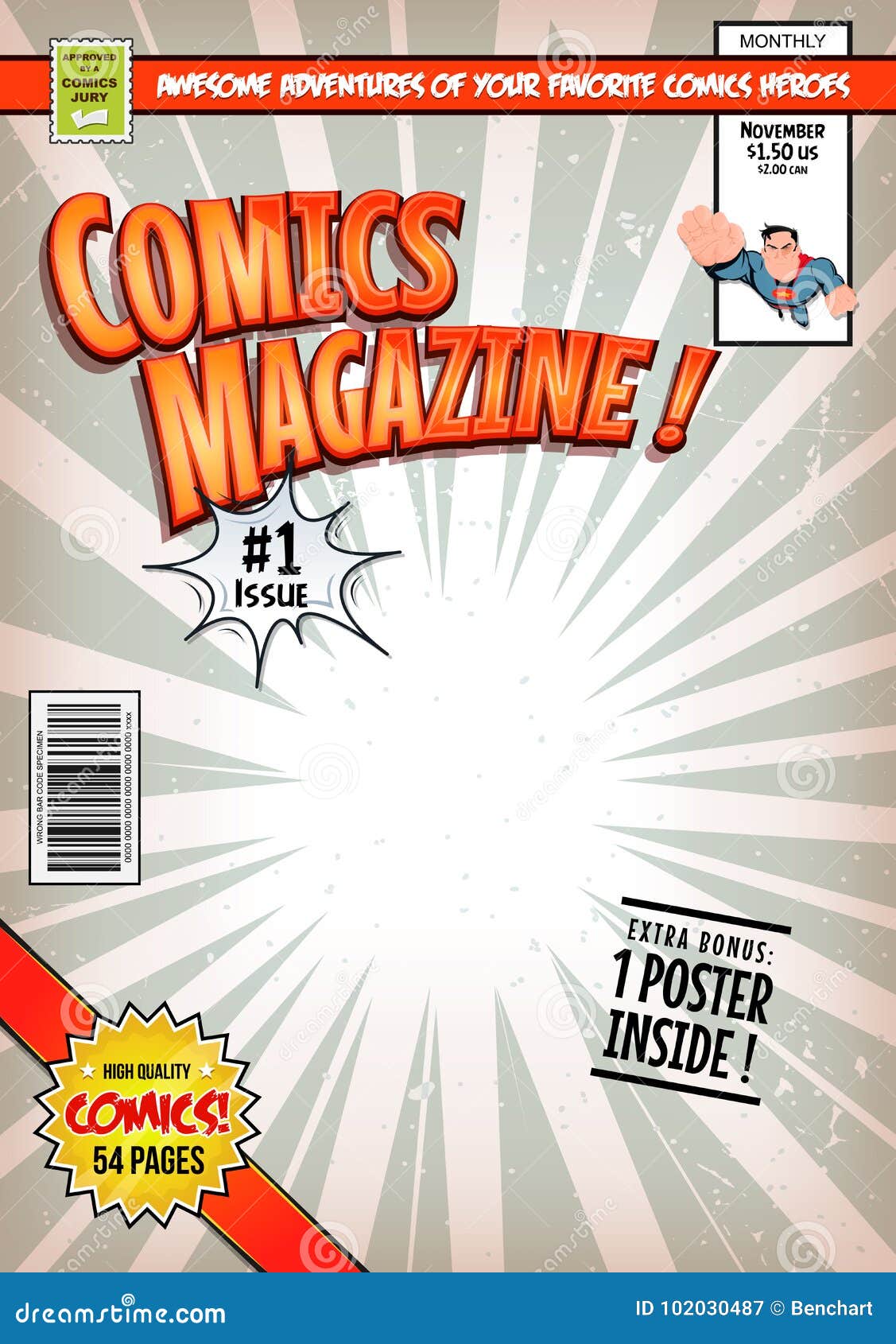 Modello Di Copertura Del Libro Di Fumetti Illustrazione