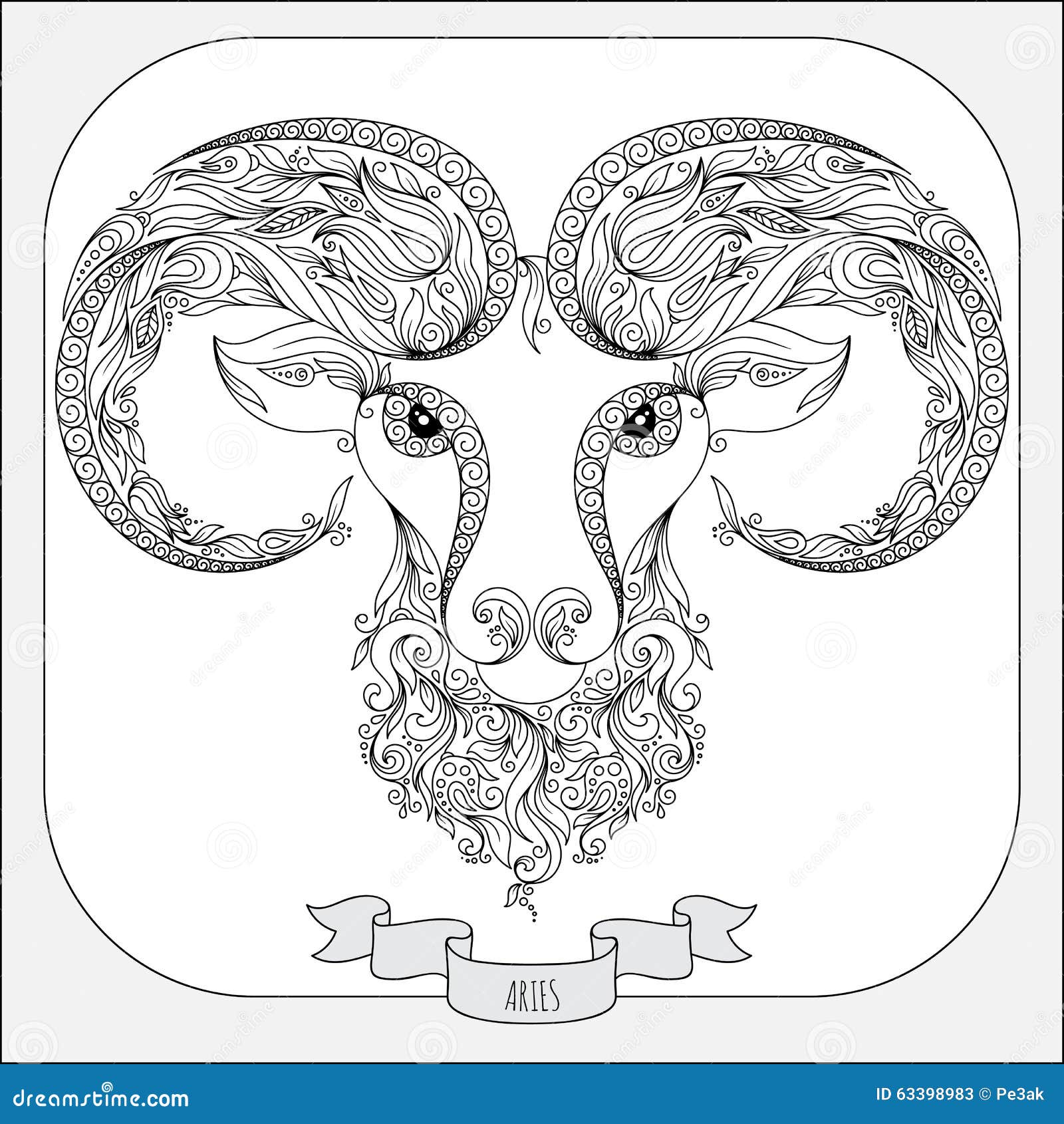 Modello disegnato a mano per l Ariete dello zodiaco del libro da colorare