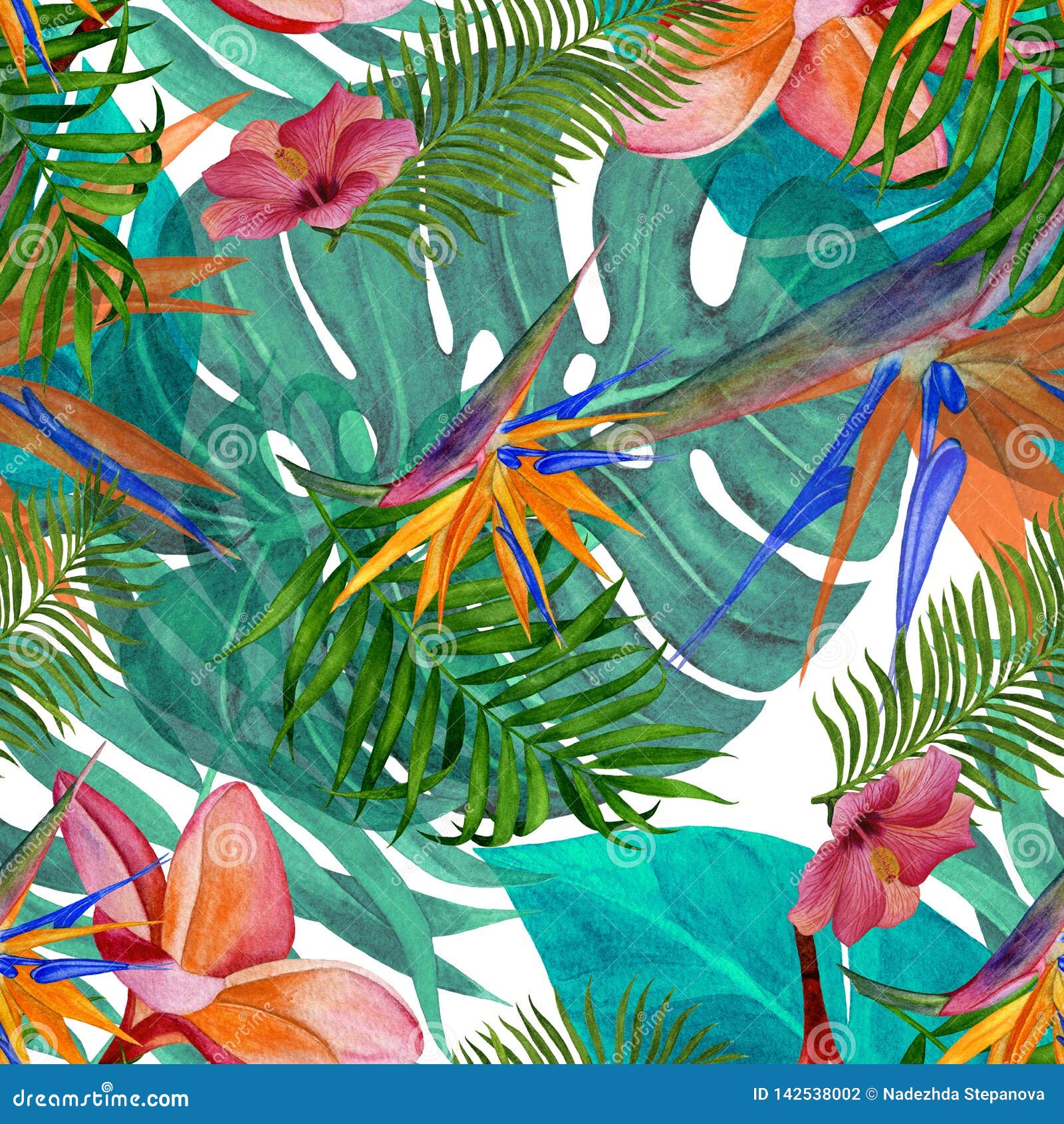 Modello Floreale Senza Saldature Per Carta Da Parati O Tessuto Pittura a  Colori Per Acqua Illustrazione di Stock - Illustrazione di aloha, tessuti:  142538002