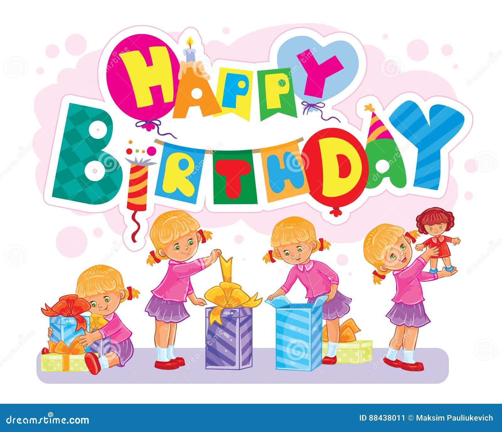 Modello Per La Cartolina D Auguri Di Buon Compleanno Illustrazione Di Stock Illustrazione Di Bambino Festa