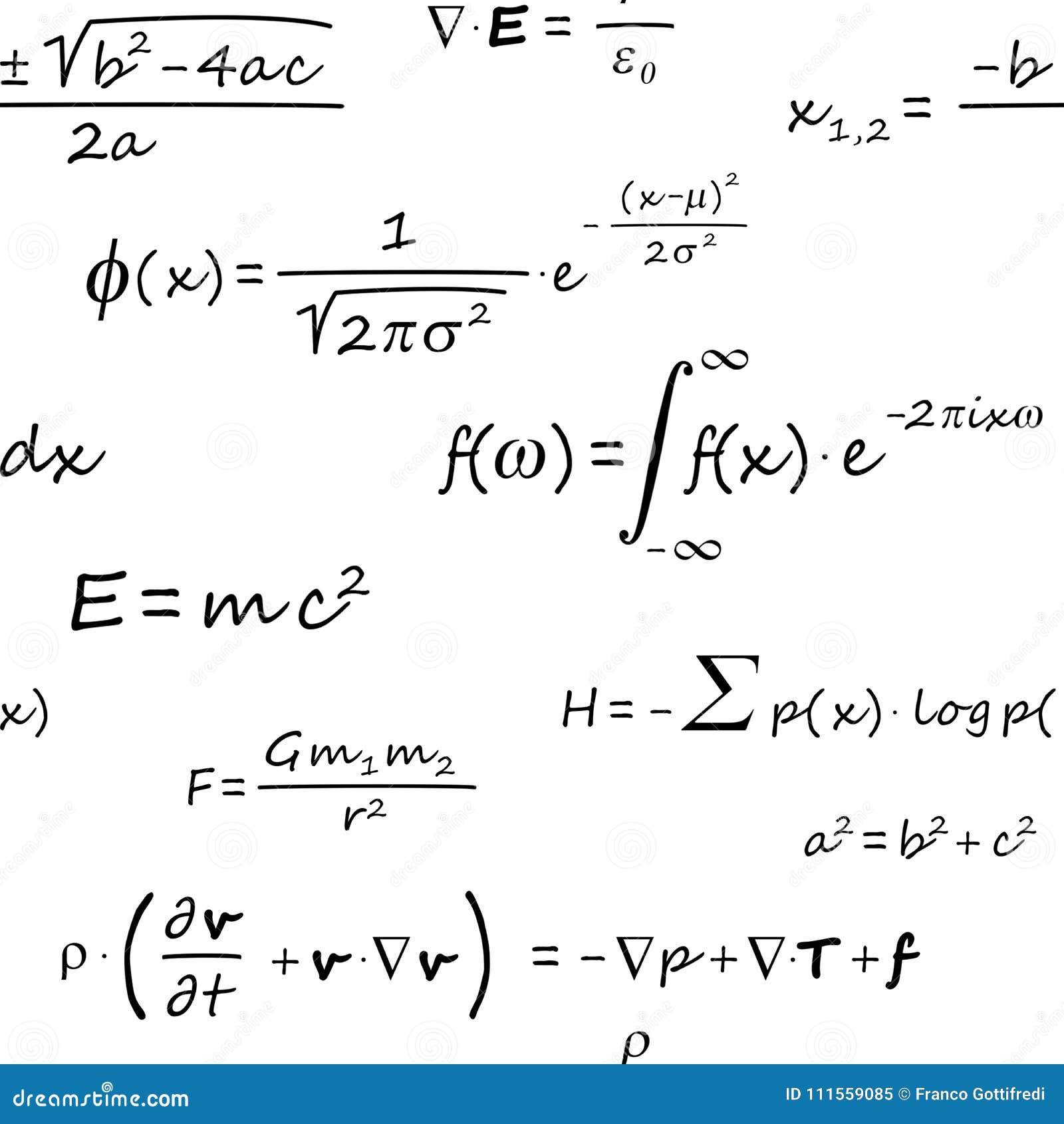 Modello Senza Cuciture Di Formule Scientifiche Immagine Stock
