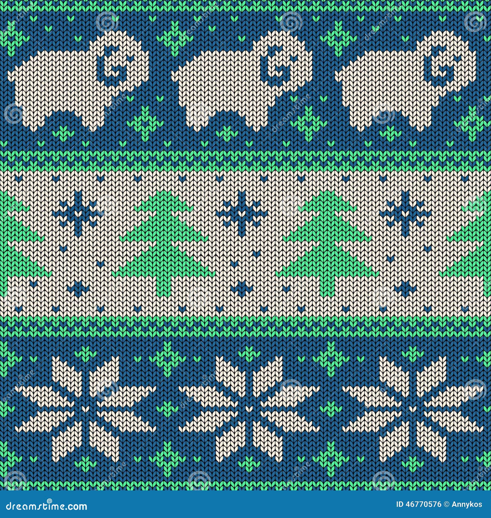 Modello tricottato senza cuciture scandinavo con le pecore, i fiocchi di neve e l'albero di Natale svegli divertenti