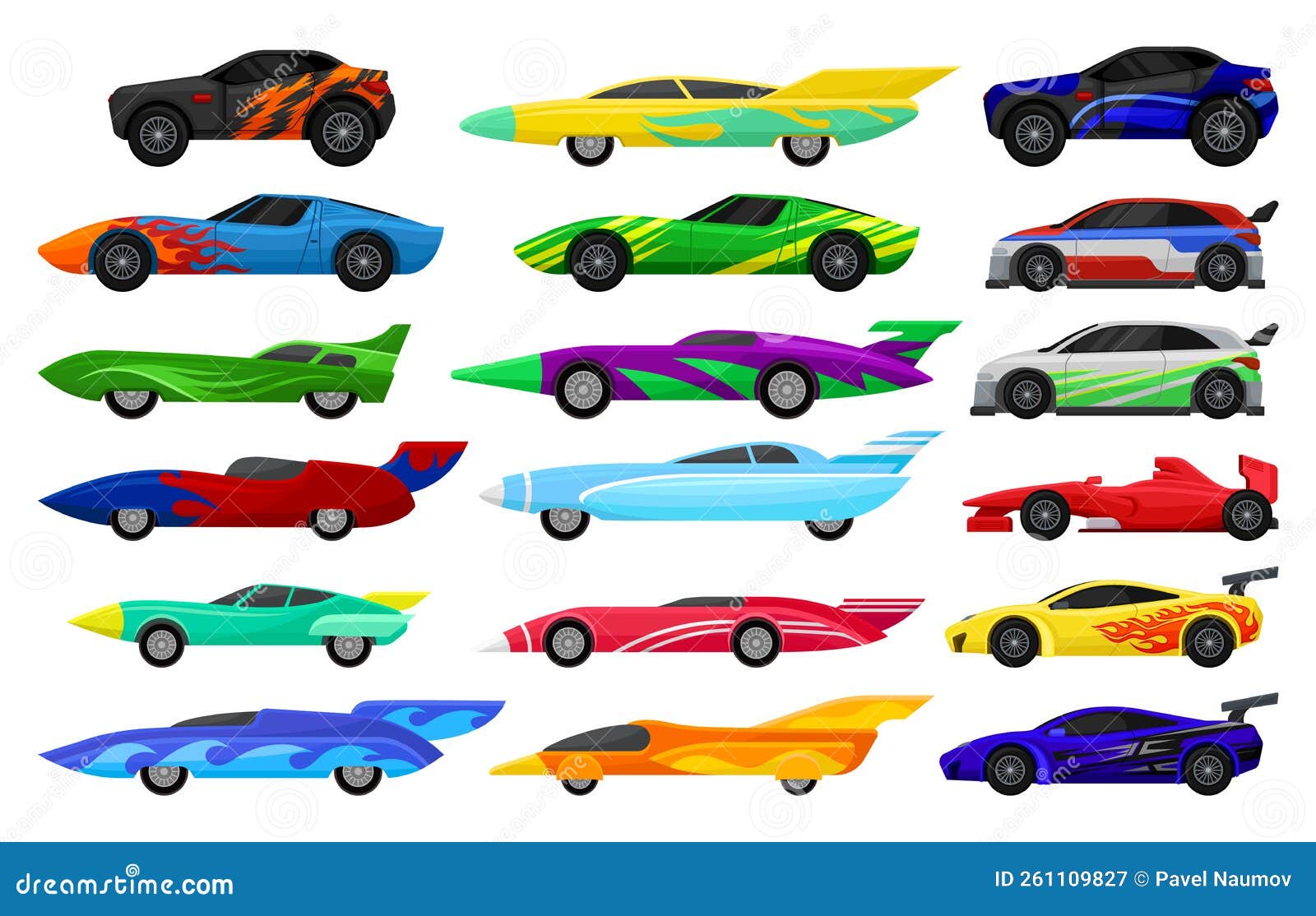 ilustração colorida de clipart de desenho de carro de corrida