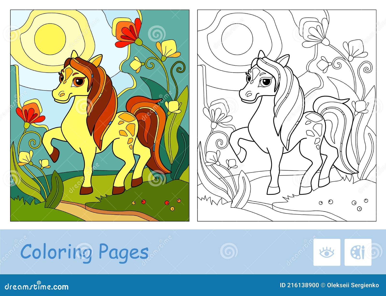 Coloring page - Cavalo no prado