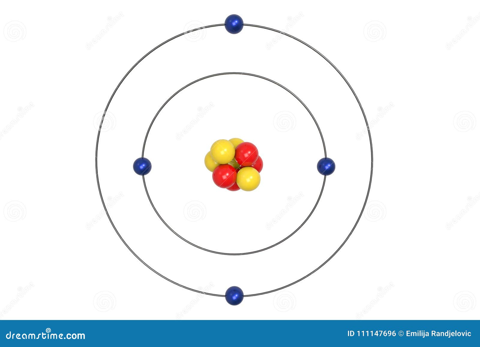 Modelo De Atom Bohr Del Berilio Con El Protón, El Neutrón Y El Electrón  Stock de ilustración - Ilustración de rinda, molecular: 111147696