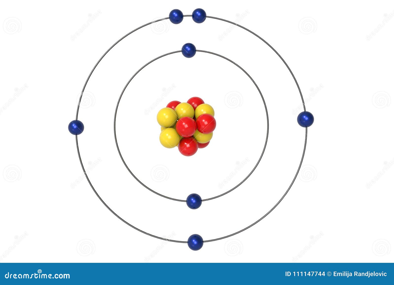 Modelo De Atom Bohr Del Nitrógeno Con El Protón El Neutrón