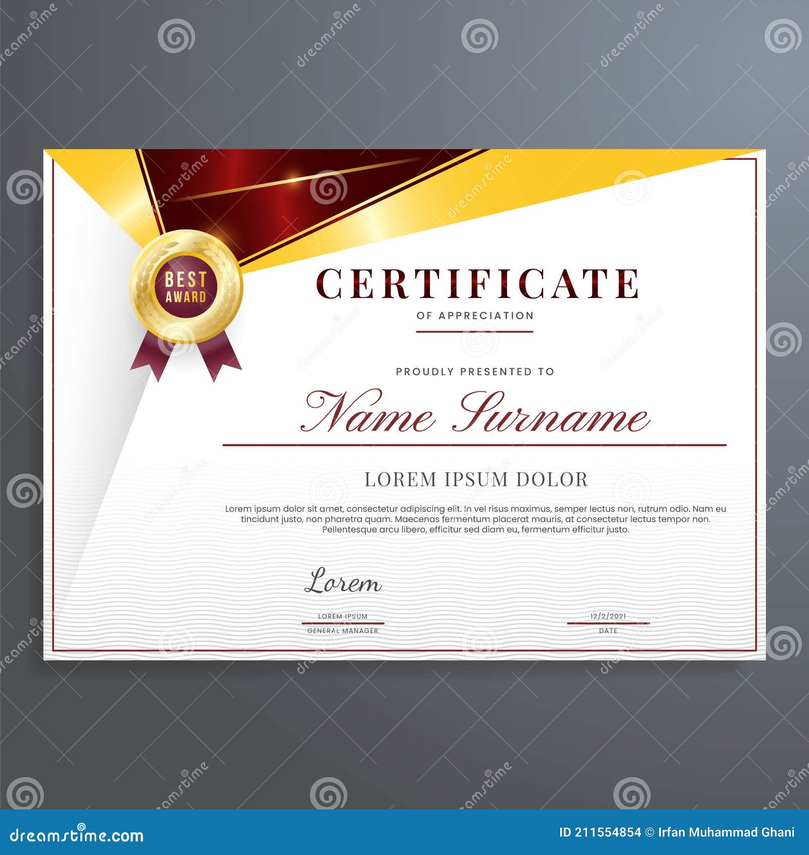 Modelo De Borda De Certificado De Luxo E Moderno Com Cor Vermelha E  Dourada. Modelo De Borda De Certificado Multipropósito Ilustração do Vetor  - Ilustração de fundo, papel: 211554854, image size:1600x1690