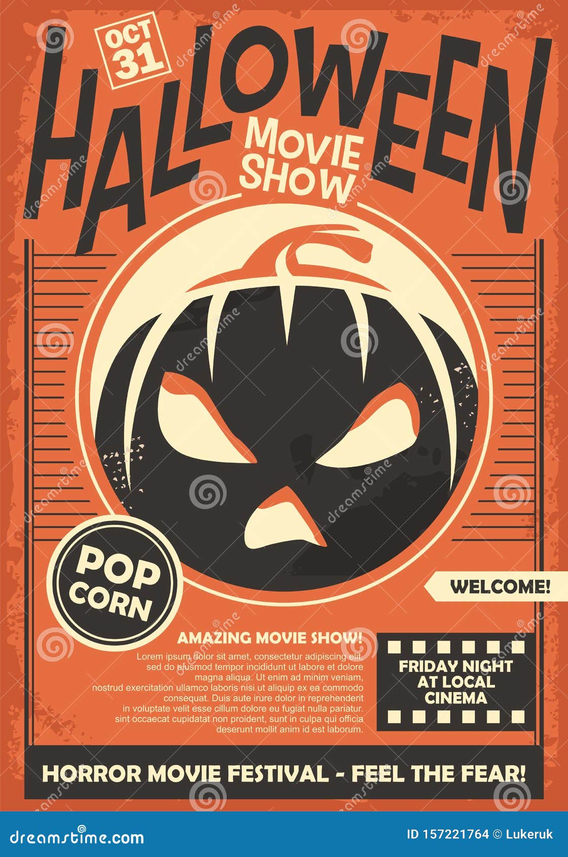 Design De Cartaz Minimalista Para Filmes De Halloween Ilustração do Vetor -  Ilustração de pesadelo, inoperante: 227474316