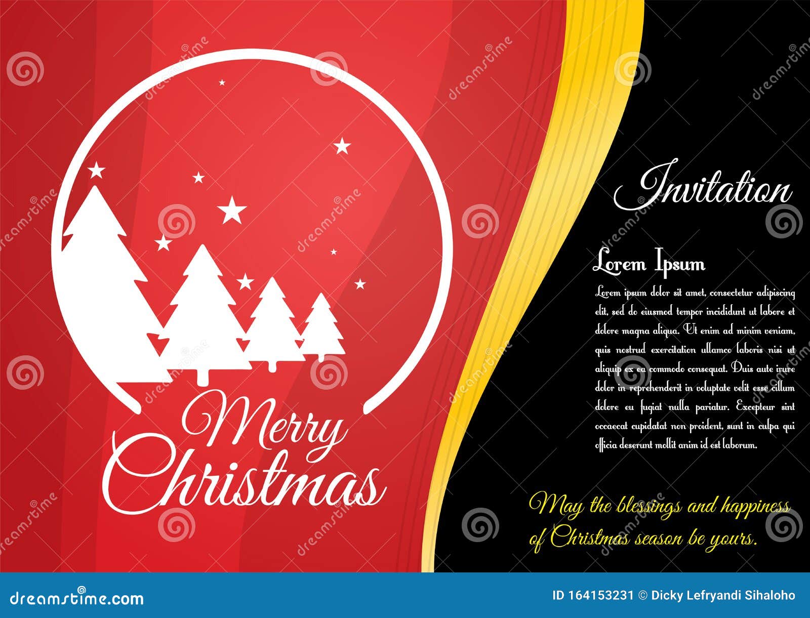 Modelo De Convite De Natal Com árvores De Natal Douradas E Círculo Em Fundo  Vermelho Com Espaço Preto Curvado Para Texto Ilustração do Vetor -  Ilustração de paisagem, feriado: 164153231
